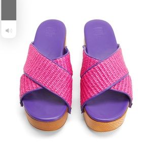 Fuchsia and purple brand new YOOX cloggs / made in Italy, real leather lining